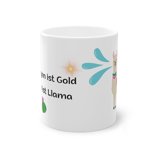 Tasse Geschenk bedruckt | Schweigen ist Gold | Kaffeetasse | Geschenkidee für Llamafreunde